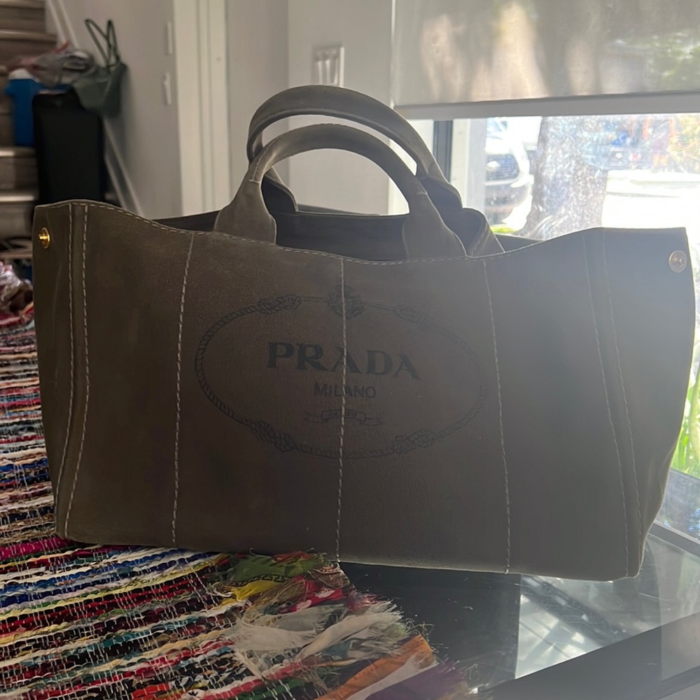 Prada Green Canvas Tote